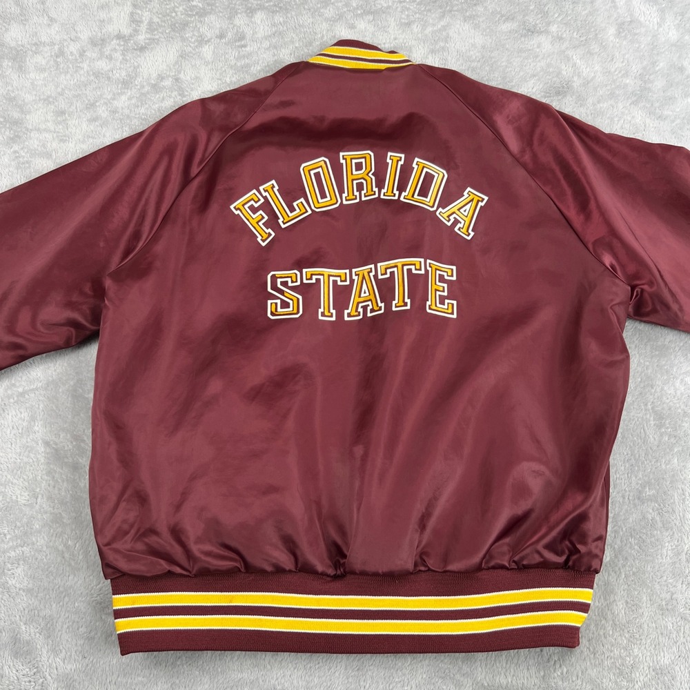 Vintage Locker Line Florida State Seminoles Satin Bomber Jacket L Maroon USA